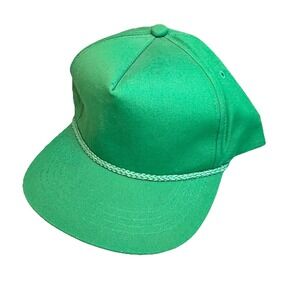 Vintage 80s Yupoong blank rope snapback hat green